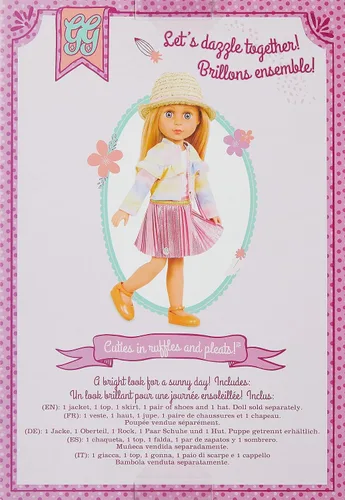 Vista 3 de Glitter Girls – Ropa para Muñeca de 14 Pulgadas – Conjunto de Volantes y Plisados para Guapas – Chaqueta Arcoíris, Falda, Sombrero y Zapatos