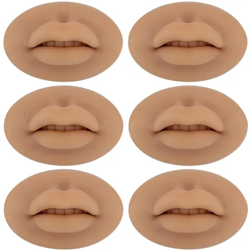 Vista 11 de Labios falsos de tatuaje, 3 piezas de tatuajes, labios de práctica de silicona 5D para prácticas de maquillaje, práctica de tatuajes realistas
