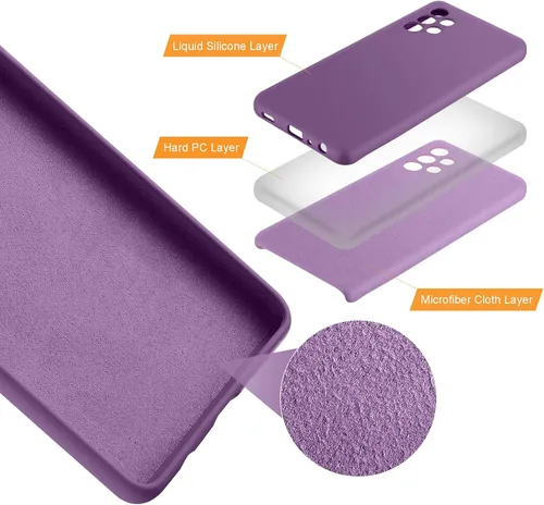 Vista 3 de Diseñada para Galaxy A32 5G, silicona líquida de goma de gel a prueba de golpes, forro de tela de microfibra suave, compatible con Galaxy A32 5G