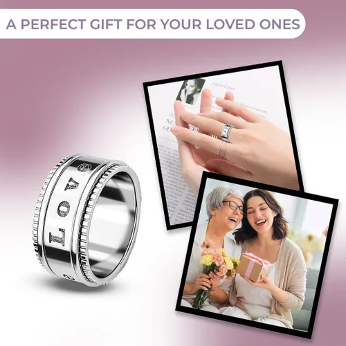 Vista 6 de Shop LC - Anillo giratorio de plata de ley 925, bohemio, hecho a mano, joyería única para hombres y mujeres, anillo para aliviar la ansiedad
