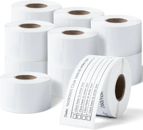 Vista 11 de 12 rollos compatibles con Dymo LabelWriter 30252 repuestos de etiquetas de 1-1/8 pulgadas x 3-1/2 pulgadas, etiquetas de dirección y código