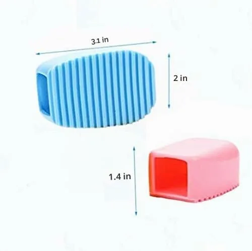 Vista 2 de 2 piezas de color caramelo mini tabla de lavado de silicona creativa de mano para lavandería, perfecta para limpiar collares difíciles de limpiar