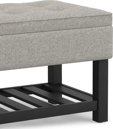 Vista 10 de SIMPLIHOME Cosmopolitan - Otomana rectangular con aspecto de lino de 44 Cloud gris