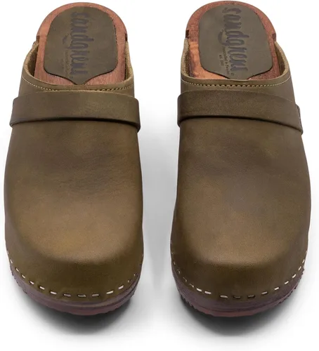 Vista 6 de Sandgrens Zuecos de madera sueca hechos a mano para mujer, mule de tacón alto Dublín