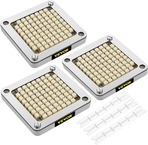 Vista 11 de VEVOR Cuchilla de reemplazo para picadora, 1/2 pulgada, conjunto de 3 cuchillas para freír papas con 6 cuchillos extra, piezas de picadora de acero