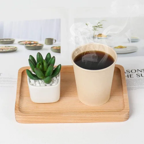 Vista 2 de Tazas de papel de café desechables, bebida caliente marrón de fibra vegetal 160 unidades 8 oz