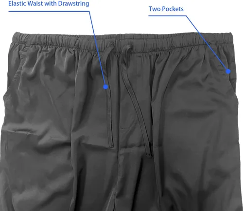 Vista 6 de N&D Eyong Conjunto de pijama de lujo para hombre, ropa de dormir clásica con botones de seda