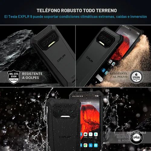 Vista 3 de TESLA EXPLR 9 128GB Smartphone Teléfono resistente Teléfono celular Android DualSIM y MicroSD expandible Batería de 8300 mAh Resistente a