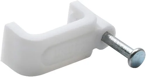 Vista 3 de Clips de alambre de cable Ethernet plano con clavo, 0.551 in, blanco, 100 unidades Abrazaderas de cable coaxiales individuales, gestión de cables