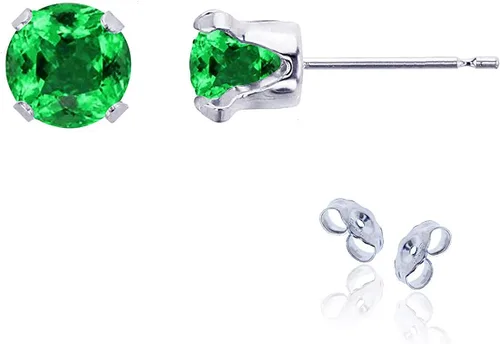 Vista 88 de Aretes de tuerca de plata de ley 925 chapados en oro de 14 quilates macizo, oro amarillo, blanco o rosa de 0.236 in Amatista