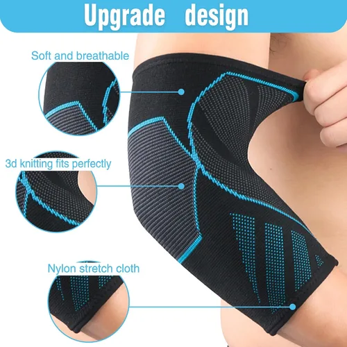 Vista 3 de Manga de soporte de brazo, manga de compresión de codo (1 par), coderas de tenis para tendinitis y codo de tenista, mangas de apoyo de brazo