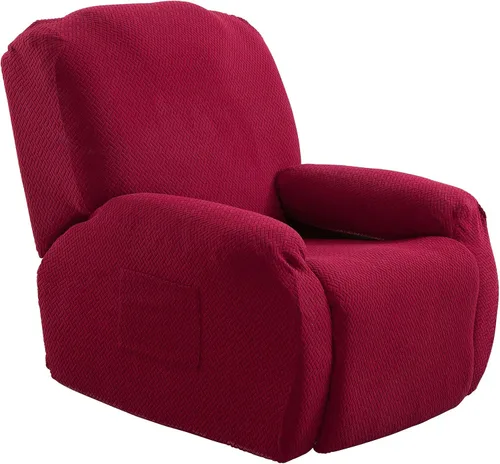 Vista 9 de ele ELEOPTION Fundas reclinables de 4 piezas con bolsillo lateral, antideslizante, ajustable, protector de muebles con parte inferior elástica Negro