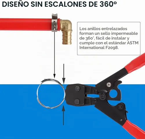 Vista 3 de Paquete de 100 anillos de abrazadera Pex de 1/2 pulgada, acero