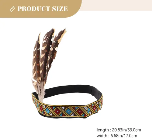 Vista 6 de Diadema de plumas con decoración de corona, tocado de estilo étnico, tocados indios, tocados bohemios, accesorios para el cabello de nativos