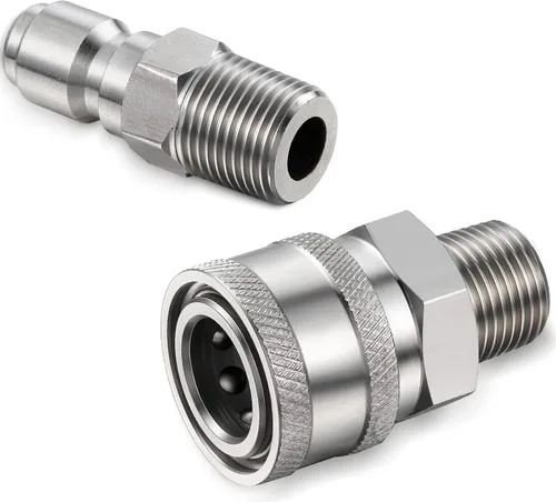 Vista 5 de Hotop NPT - Kit de conector rápido macho y hembra de acero inoxidable de 3/8 pulgadas (4 piezas)