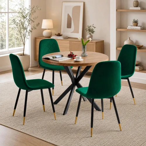 Vista 18 de Juego de 2 sillas de comedor de terciopelo azul marino, sillas tapizadas de cocina y comedor con patas de metal, sillas decorativas modernas
