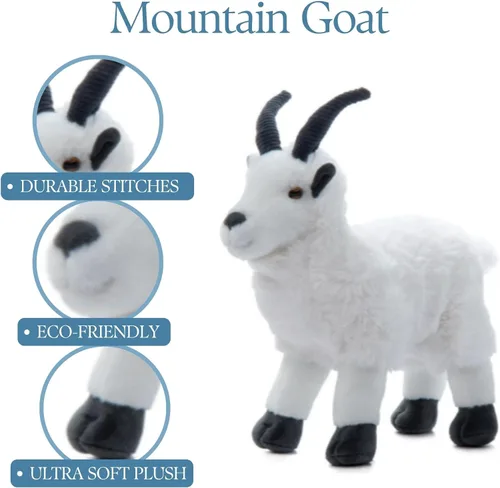 Vista 9 de The Petting Zoo Peluche de cabra de montaña, regalos para niños, animales del zoológico Wild Onez, juguete de peluche de cabra de 12 pulgadas