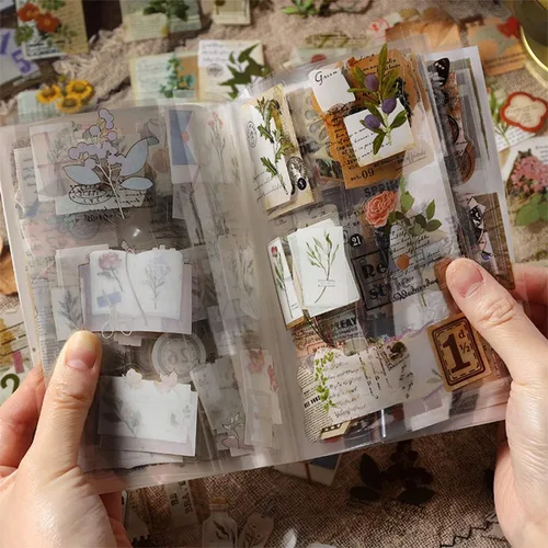 Vista 9 de Calcomanías de diario basura para álbumes de recortes, 166 piezas retro de flores, mariposas, naturaleza, poemas, letras decorativas para álbumes