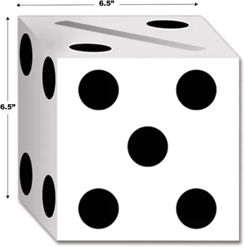 Vista 3 de Beistle Cajas de tarjetas de dados livianas de 6½ x 6½ pulgadas, paquete de Incluye 2 cajas de tarjetas ligeras en forma de dados para fiestas