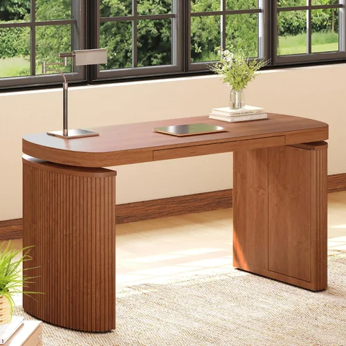 Vista 12 de FLEXISPOT 63"x30" Executive Standing Desk with Drawer, Brown Marrón