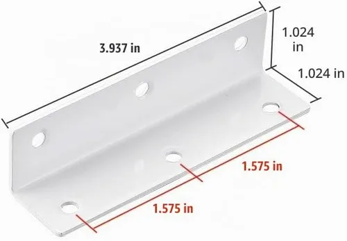 Vista 2 de Soporte de esquina de acero inoxidable blanco, soporte de ángulo recto de articulación, soporte de esquina en L de metal resistente para madera