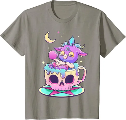 Vista 27 de Kawaii Pastel Goth Cute espeluznante Pentáculo Baphomet - Camiseta de cabra, Negro