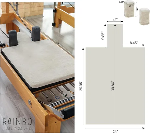 Vista 2 de Pilates Reformer - Toalla antideslizante (incluye 2 fundas de hombro para bloques) (BEIGE)