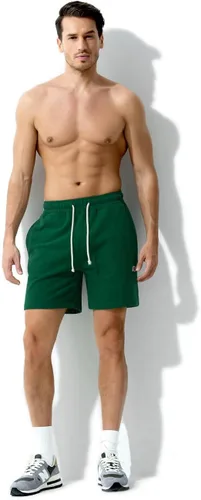 Vista 2 de Arjen Kroos Pantalones cortos deportivos de algodón para hombre, pantalones cortos de gimnasio para hombre, 7 pulgadas de entrepierna, pantalones