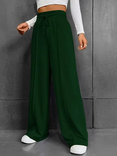 Vista 4 de SOLY HUX Pantalones largos de pierna ancha con cordón y cordón para mujer