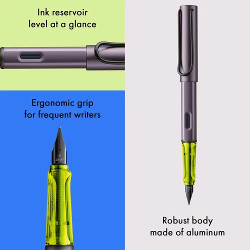 Vista 3 de LAMY AL-star aubergine - Pluma estilográfica con empuñadura ergonómica y plumín de acero pulido en tamaño M - cuerpo ligero de aluminio - incluye