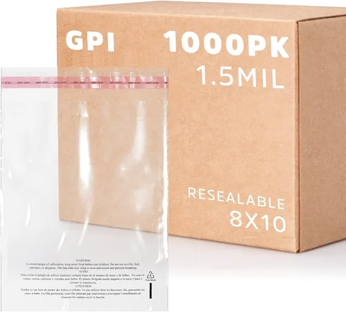 Vista 16 de GPI - Paquete de 100 bolsas de polietileno transparentes de 7 x 11 pulgadas, 1.5 mil. - Bolsas de polietileno resellables con tira adhesiva