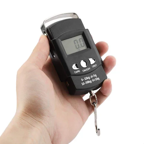 Vista 5 de Wifehelper - Báscula de equipaje de 110.2lbs110 libras, portátil, electrónica, LCD, digital, para viajes, pesca, balanza de peso con gancho de cinta