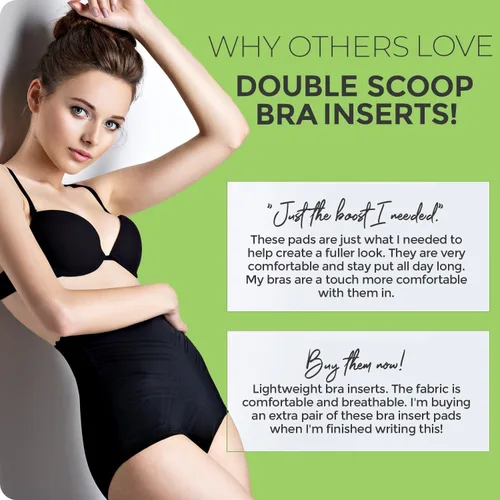 Vista 6 de Double Scoop Insertos de sujetador con paquete adicional de cinta de doble cara, inserciones de almohadillas de brasier push up, almohadillas