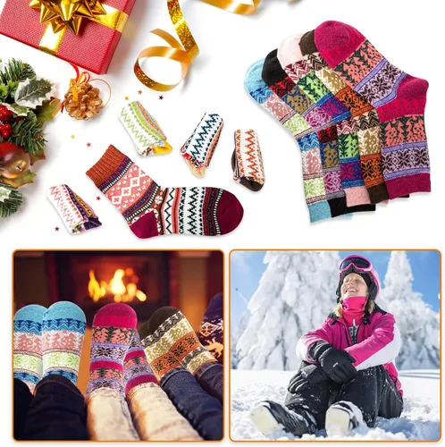 Vista 7 de HiTauing Paquete de 10 calcetines para mujer, calcetines de lana de invierno, regalos para mujer, suaves, cálidos, gruesos, acogedores, calcetines