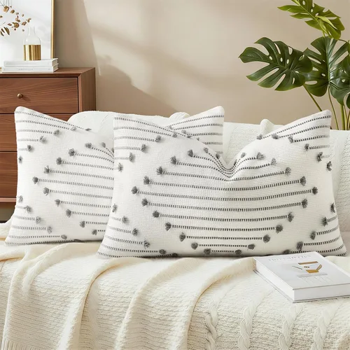 Vista 21 de Mecatny Juego de 2 fundas de almohada bohemias de verano para exteriores, 16 x 16 pulgadas, fundas de almohada decorativas para sofá, sala de estar
