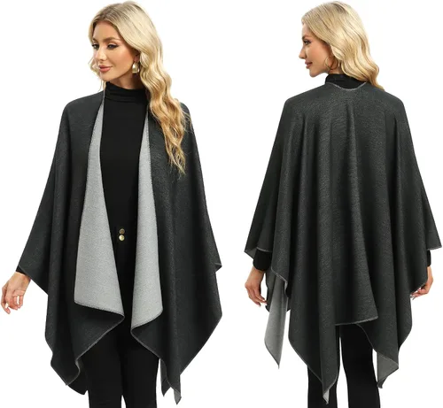 Vista 21 de Femdouce Manta cálida para mujer, ligera, con frente abierto, capa tipo poncho para primavera, otoño e invierno