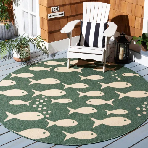 Vista 32 de SAFAVIEH Alfombra lavable para exteriores, colección Patio de 2.3 x 12 pies, color azul y beige, no desprende pelusa y fácil de limpiar, ideal