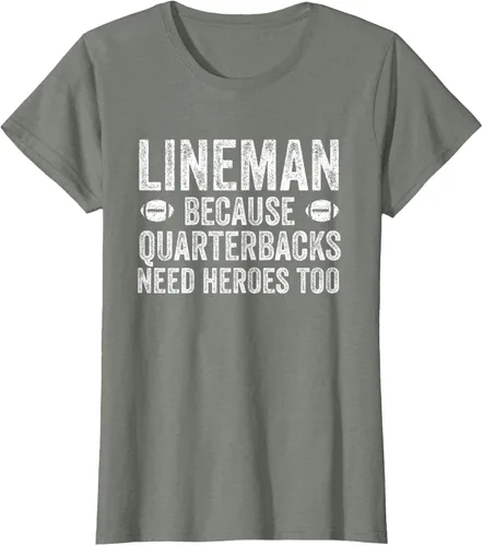 Vista 19 de Lineman Because Quarterbacks Need Heroes Camiseta de fútbol linieros S Negro