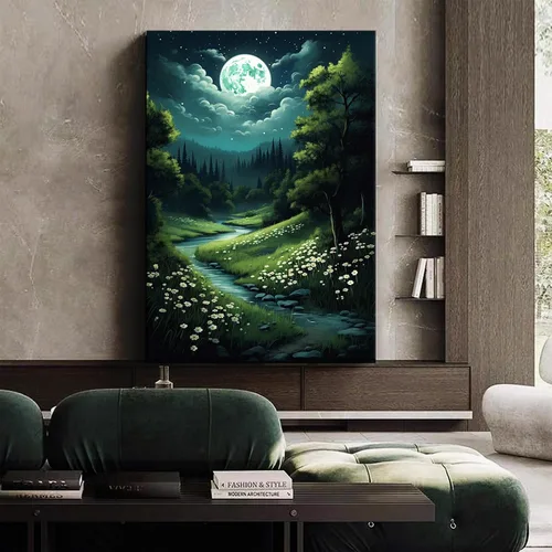 Vista 2 de Arte de pared de paisaje gótico, pinturas oscuras de la academia, póster de paisaje de bosque, póster de nube, impresión gótica vintage, academia