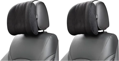 Vista 12 de Almohada para reposacabezas de automóvil, tela de gamuza suave, espuma viscoelástica, almohada para el cuello del automóvil, máxima comodidad y Beige