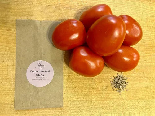 Vista 8 de Semillas de tomate Roma VF Heirloom Non GMO 250 Seeds Se envía en envases de papel reciclado compostable