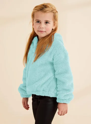 Vista 4 de GAMISOTE - Sudadera infantil cálida y holgada, con capucha mullida y botones
