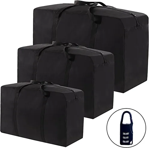 Vista 2 de SANSAM Bolsa de mudanza extra grande y resistente, bolsa de lona impermeable con cremalleras, bolsas de tela Oxford para viajes, dormitorio