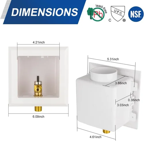 Vista 4 de 1 caja de máquina de hielo EFIELD, conexión de entrada MIP de sudor de 1/2 pulgada Caja de máquina de hielo universal con válvula de bola