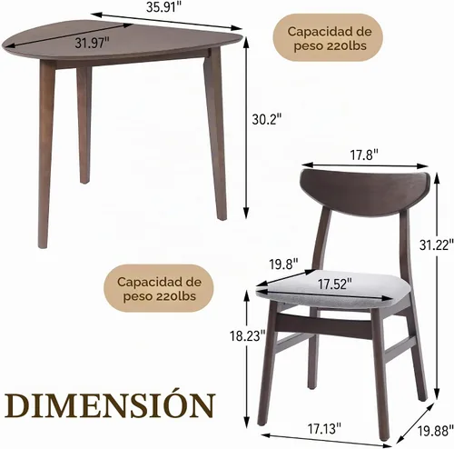 Vista 3 de P PURLOVE - Juego de mesa moderna de 3 piezas, mesa triangular de madera
