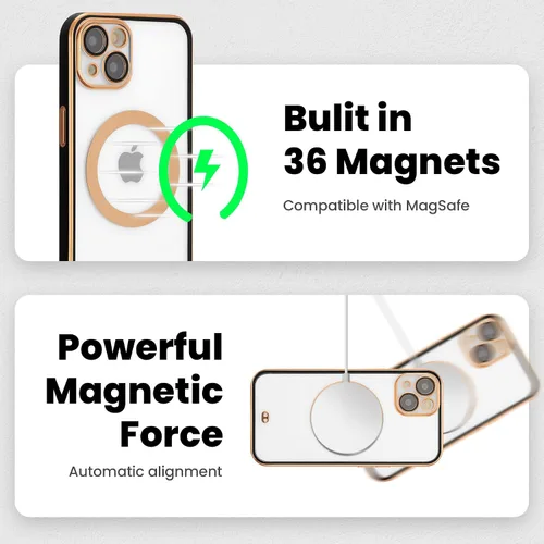 Vista 3 de ZCDAYE Funda magnética para iPhone 13, iPhone 13 [compatible con MagSafe], [protector de lente] TPU suave transparente, galvanizado, a prueba