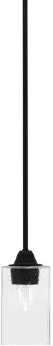 Vista 236 de Toltec Lighting Paramount - Mini colgante de 1 luz en acabado negro mate con cristal de arte perla de 7 pulgadas y estilo negro