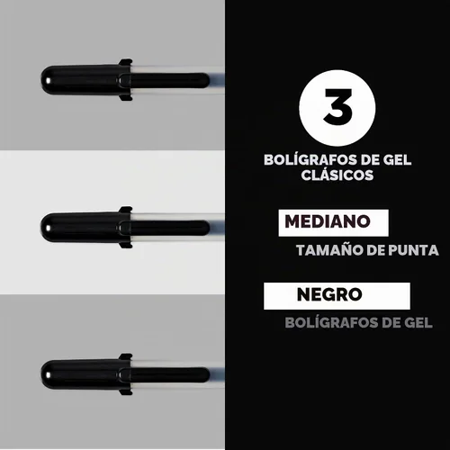 Vista 2 de Sakura 37581 - paquete de 3 bolígrafos de tinta en gel tamaño medio, negro Classic Med 3-pc Negro