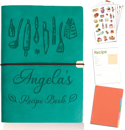 Vista 9 de Libro de recetas personalizado para escribir en tus propias recetas, libro de recetas personalizable de 6.7 x 9 pulgadas, 5 divisores y espacio