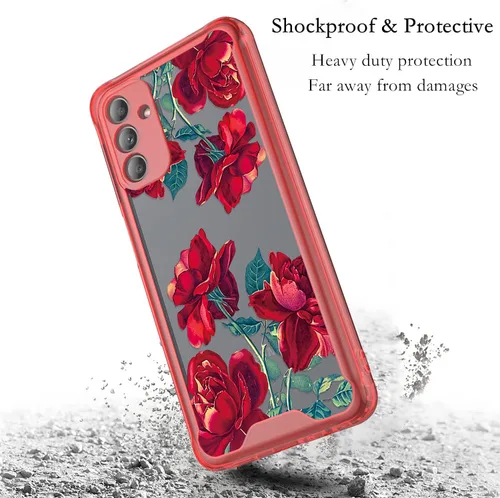 Vista 2 de Funda compatible para Samsung Galaxy A13, funda para Galaxy A13, material acrílico a prueba de golpes, con hermoso patrón de rosa para Samsung